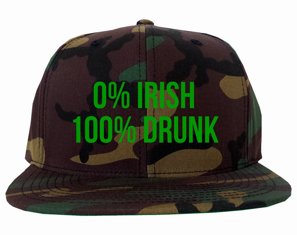 0% Irish 100% Drunk Funny St Patricks Day Mens Snapback Hat