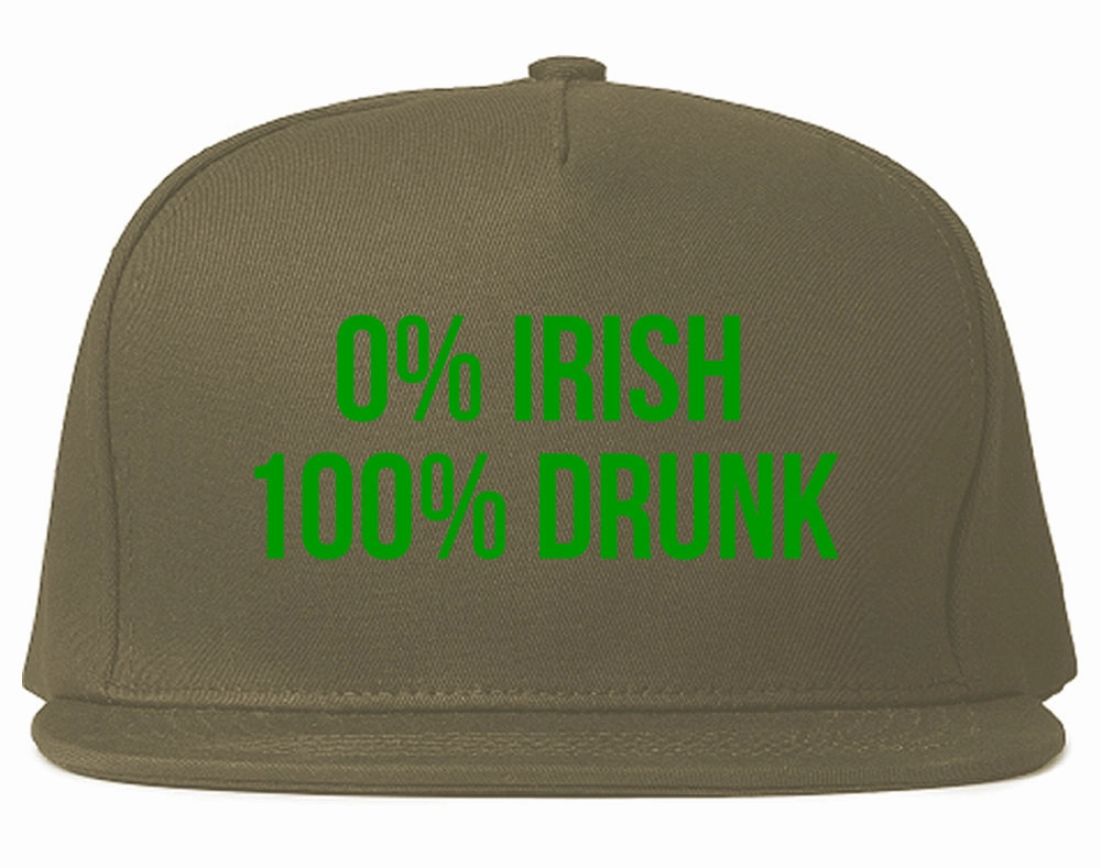 0% Irish 100% Drunk Funny St Patricks Day Mens Snapback Hat