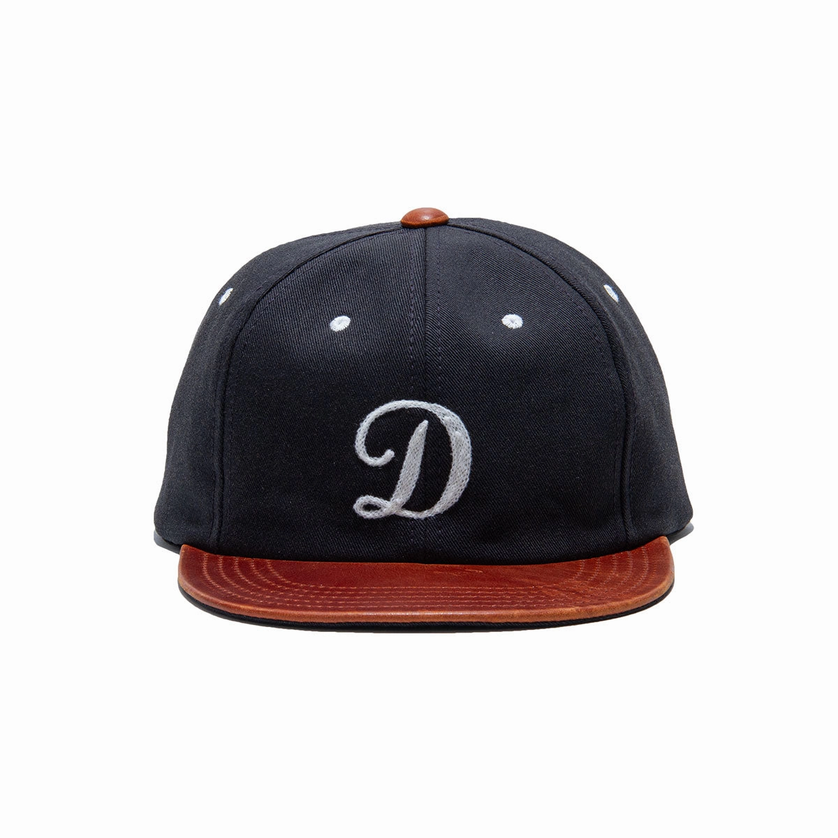 2 TONE LEATHER COTTON CAP - Navy