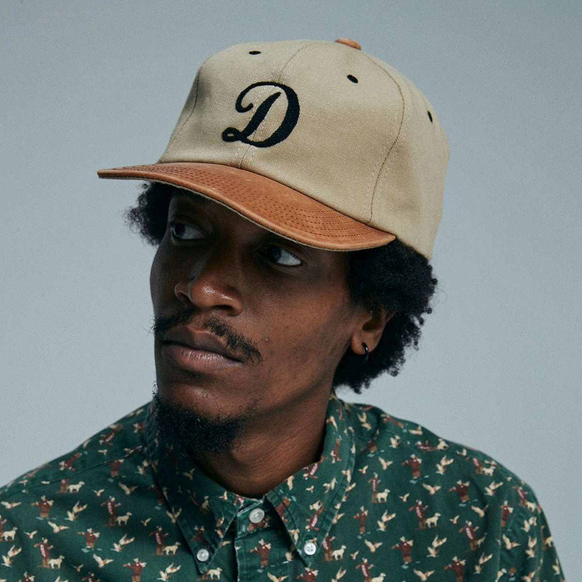2 TONE LEATHER COTTON CAP - Navy