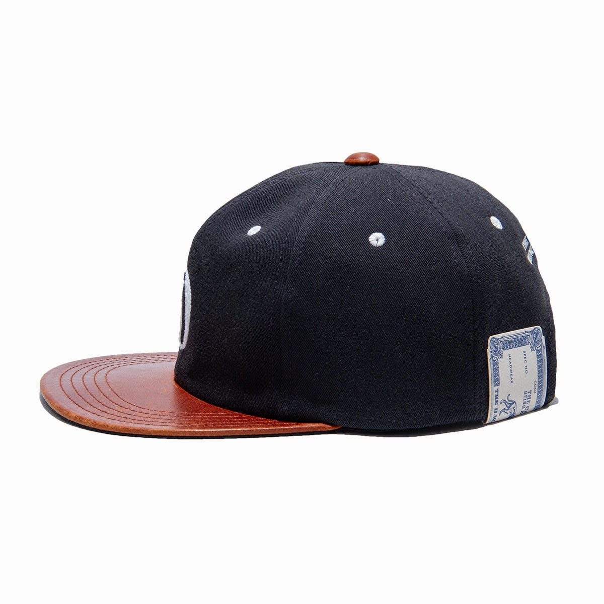 2 TONE LEATHER COTTON CAP - Navy