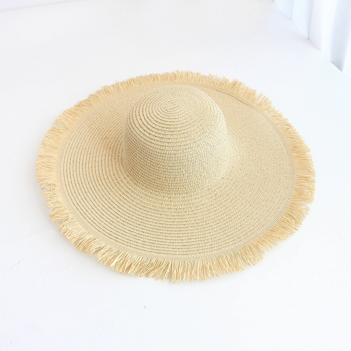 48cm Frayed Brim Straw Hat