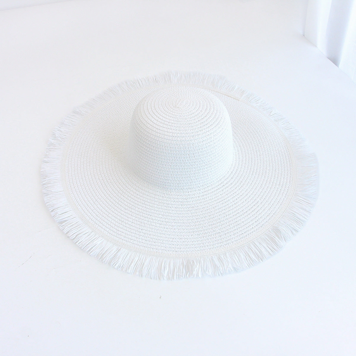 48cm Frayed Brim Straw Hat
