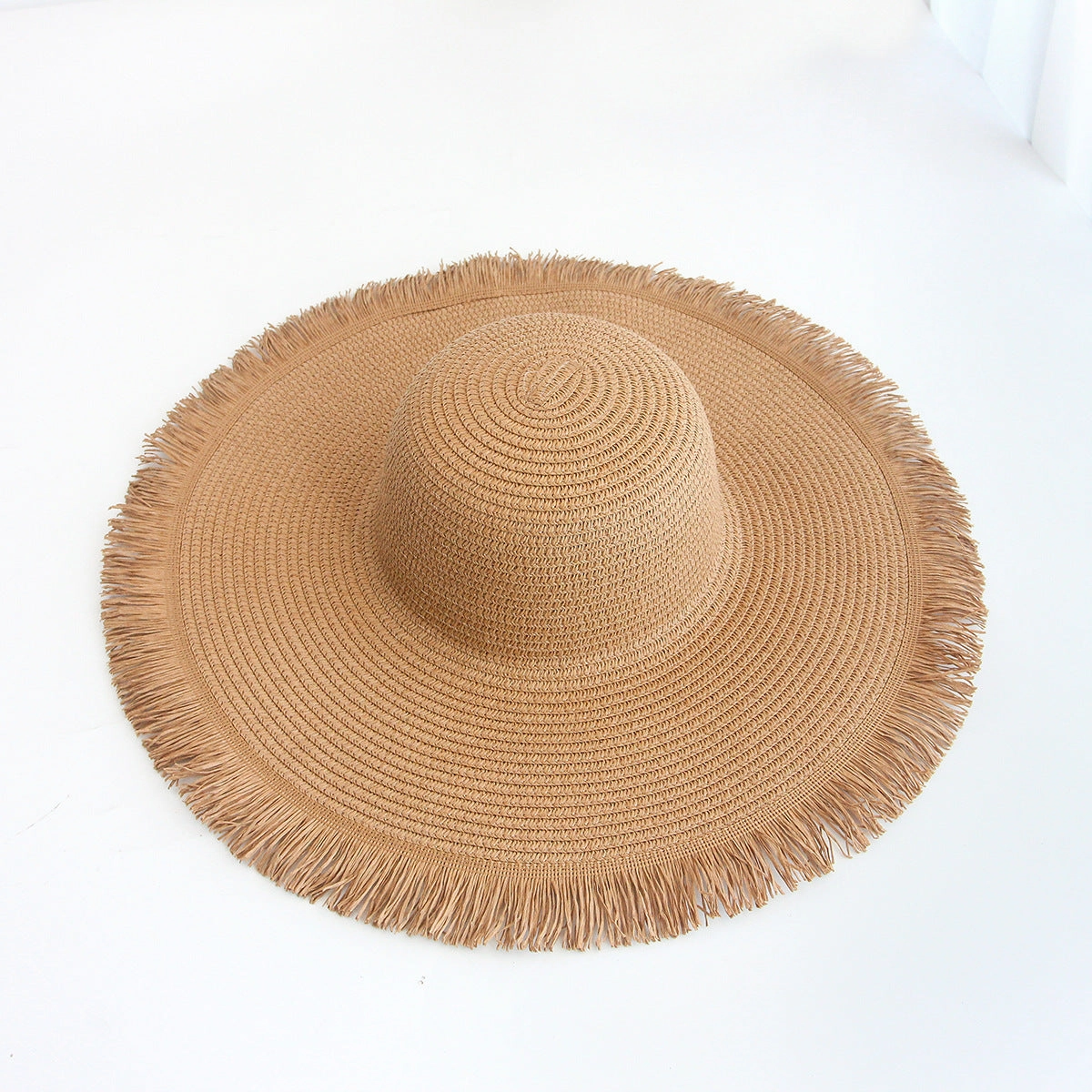 48cm Frayed Brim Straw Hat