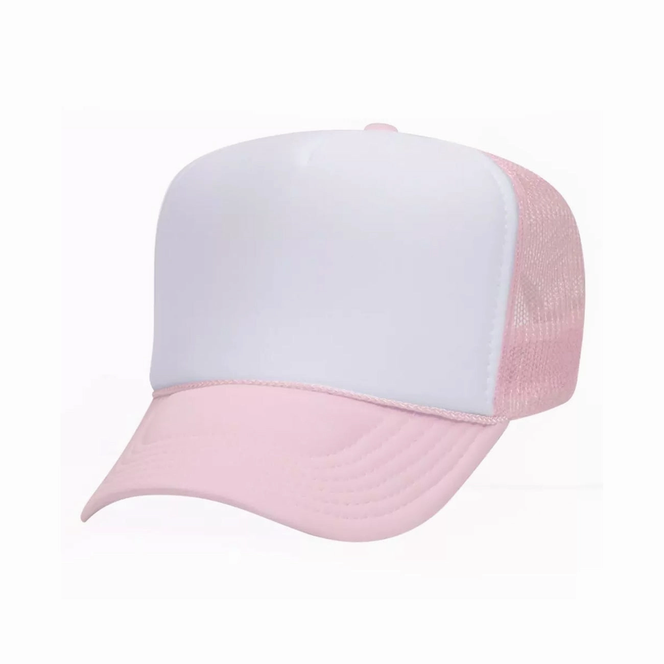 5 Panel High Crown Polyester Foam Front Mesh Back Trucker Hat (Tri-Tone)