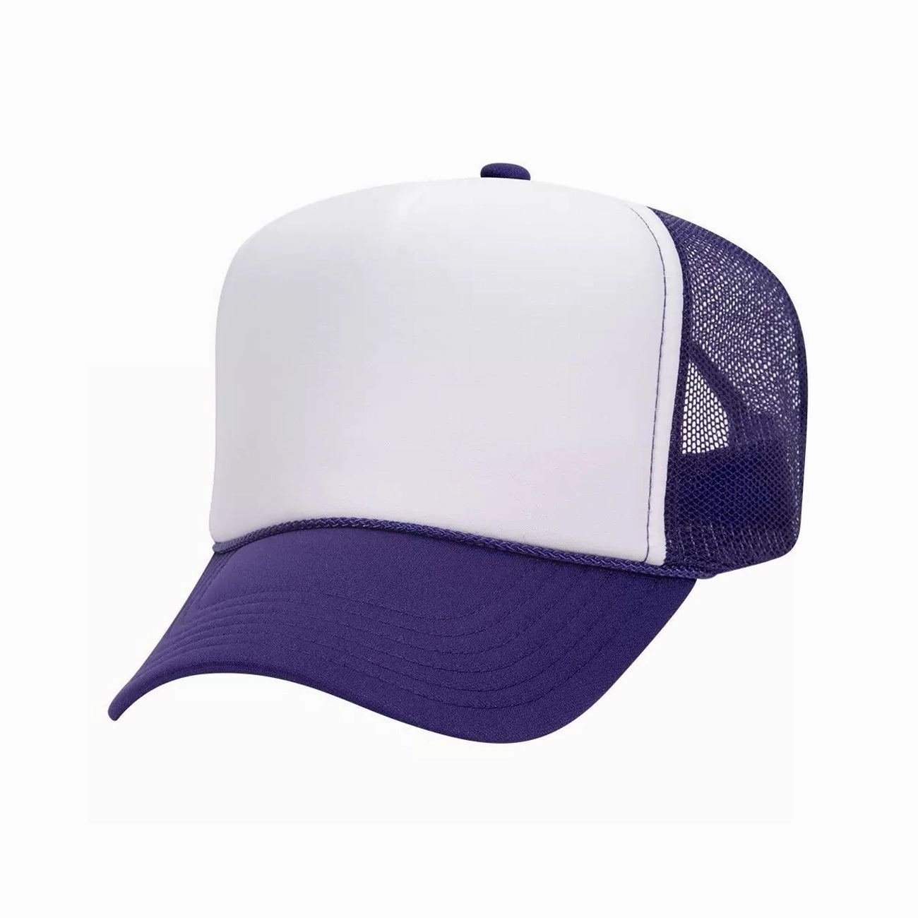 5 Panel High Crown Polyester Foam Front Mesh Back Trucker Hat (Tri-Tone)