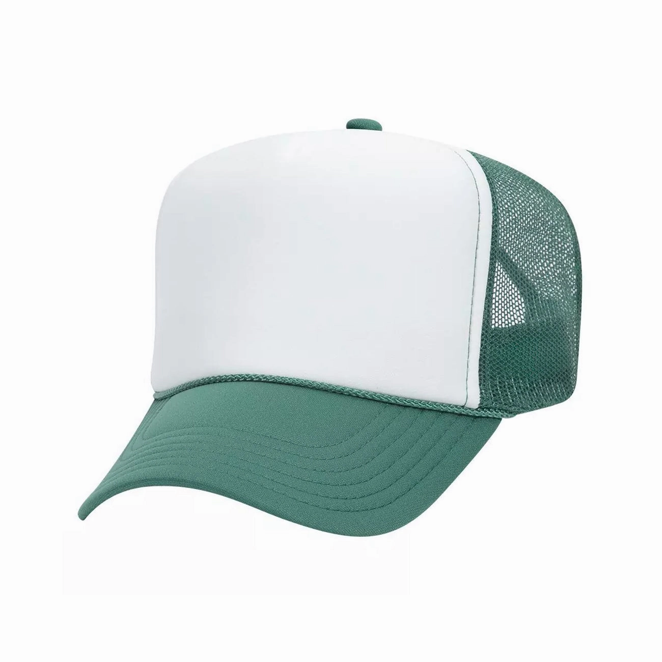 5 Panel High Crown Polyester Foam Front Mesh Back Trucker Hat (Tri-Tone)