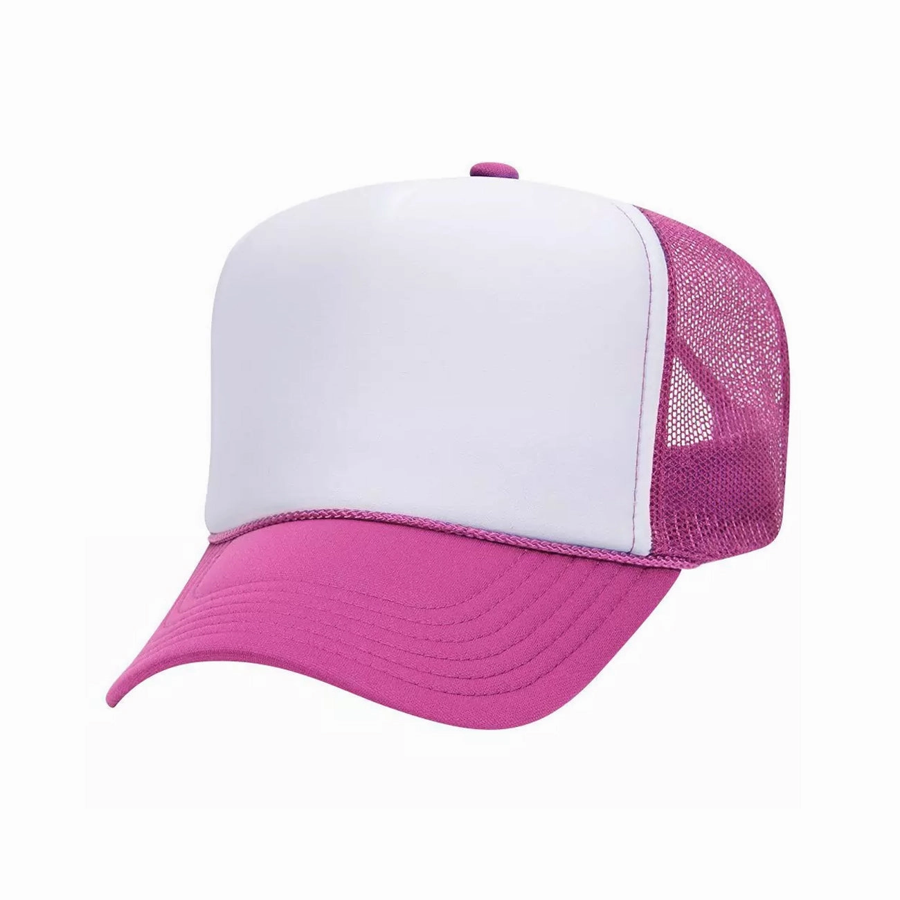5 Panel High Crown Polyester Foam Front Mesh Back Trucker Hat (Tri-Tone)