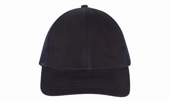6 Panel Brush Cotton Cap with Mesh Back - Custom Embroidered