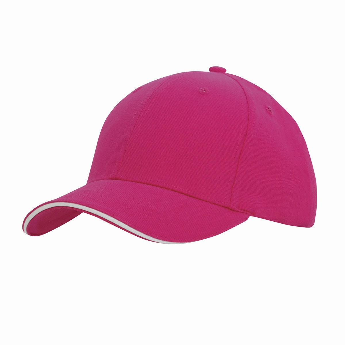 6 Panel Brush Heavy Cotton Sandwich Peak Cap - Custom Embroidered