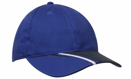 6 Panel Brushed Cotton Cap 3 Color Peak - Custom Embroidered