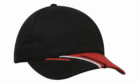 6 Panel Brushed Cotton Cap 3 Color Peak - Custom Embroidered