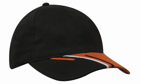 6 Panel Brushed Cotton Cap 3 Color Peak - Custom Embroidered