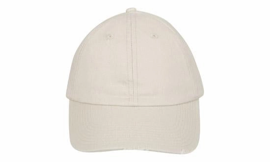 6 Panel Chino Cap with Distressed Peak - Custom Embroidered