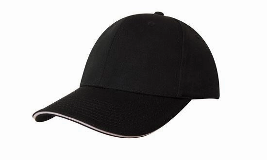 6 Panel Chino Twill Cap with Sandwich - Custom Embroidered