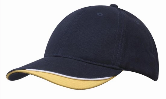 6 Panel HBC Cap with Peak Indent & Sandwich - Custom Embroidered