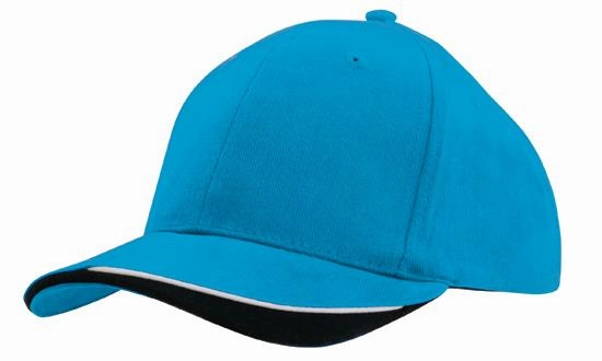 6 Panel HBC Cap with Peak Indent & Sandwich - Custom Embroidered