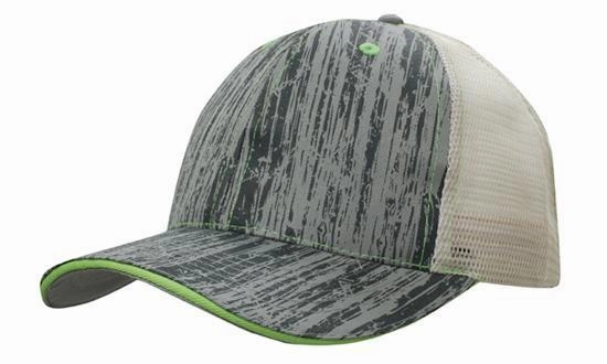 6 Panel Woodprint Poly Twill Mesh Cap - Custom Embroidered