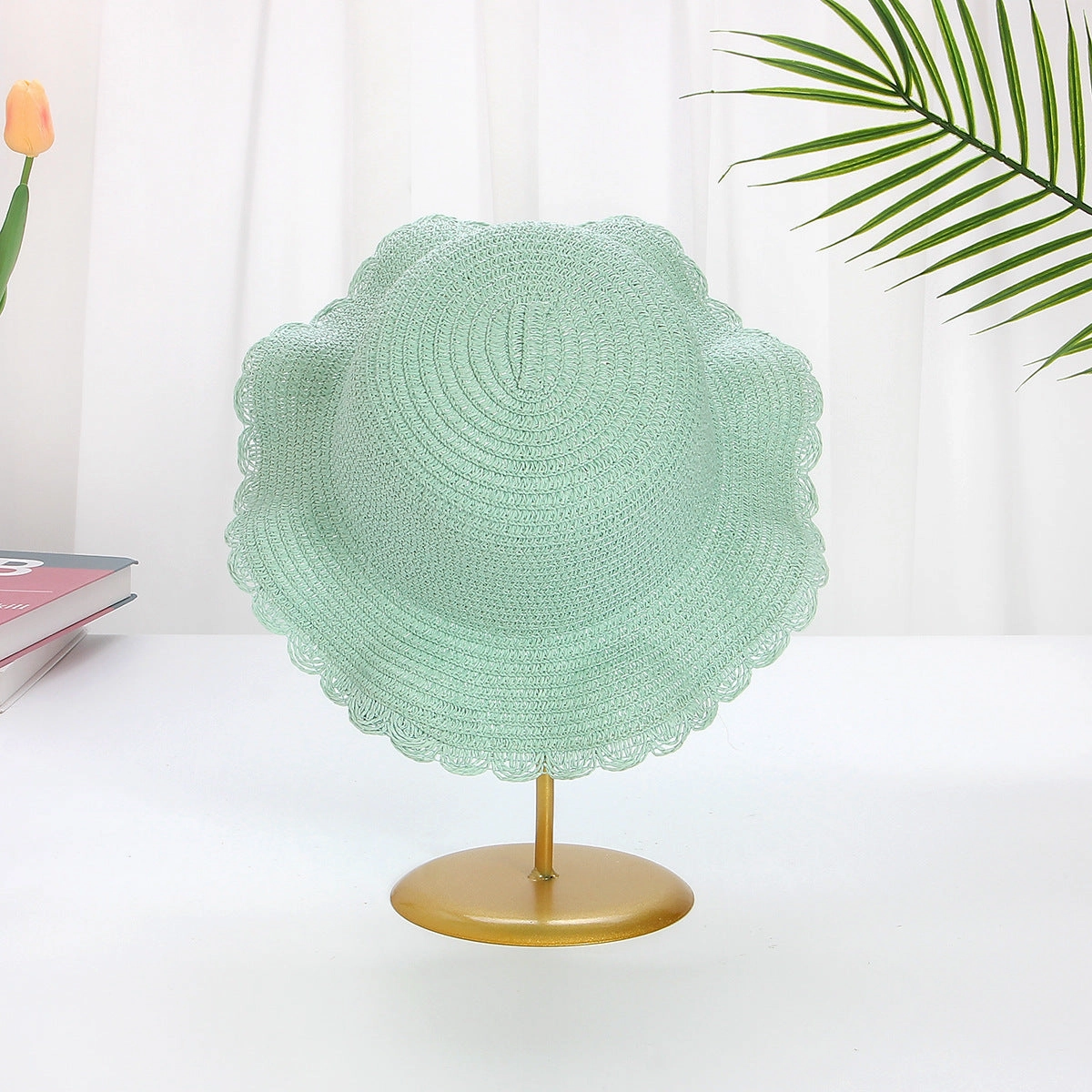 Adjustable Kids Wave Straw Hat Sun Protection Hat Blank