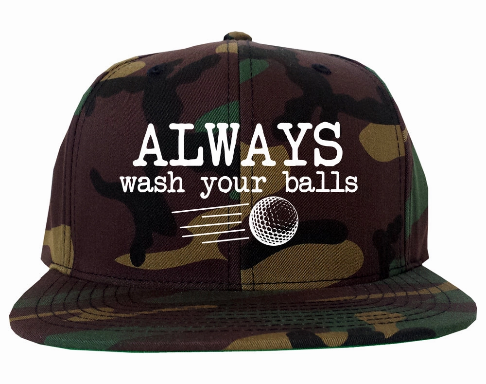 Always Wash Your Balls Funny Golf Mens Snapback Hat