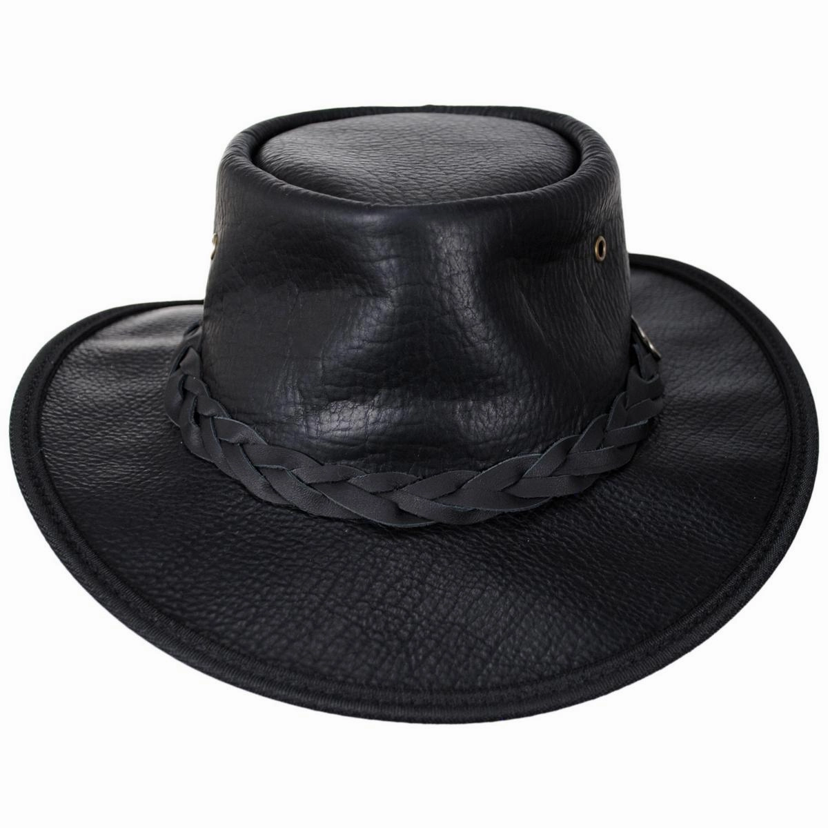 American Bison Leather Foldaway Drover Hat