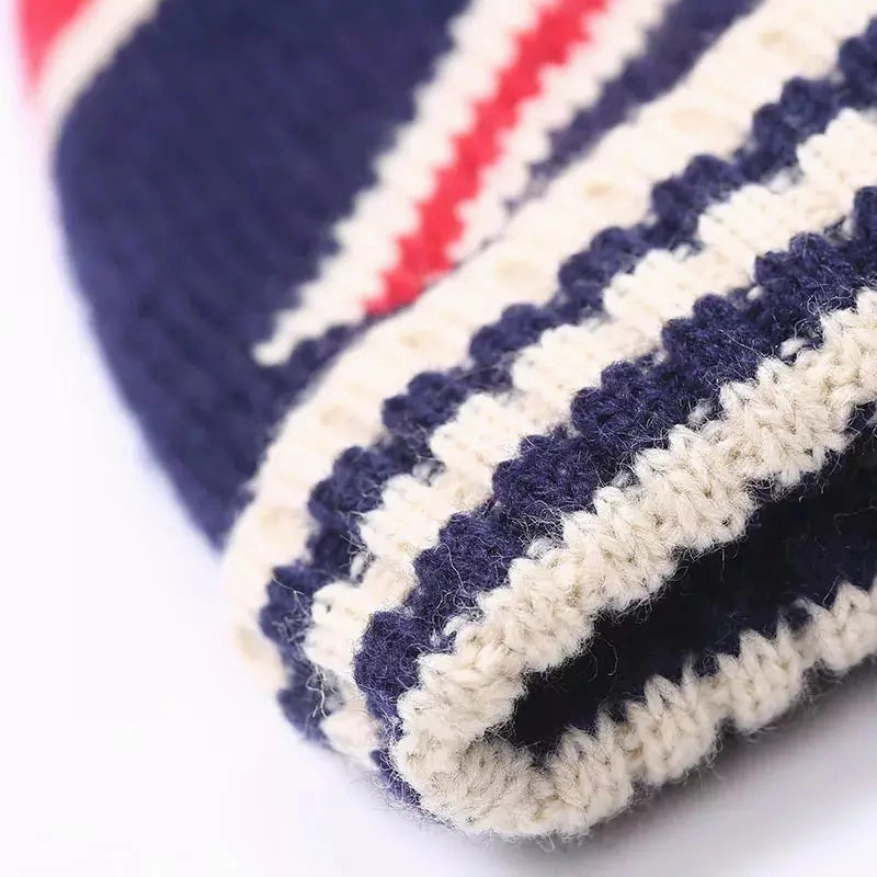 American Flag Pom Pom Beanie