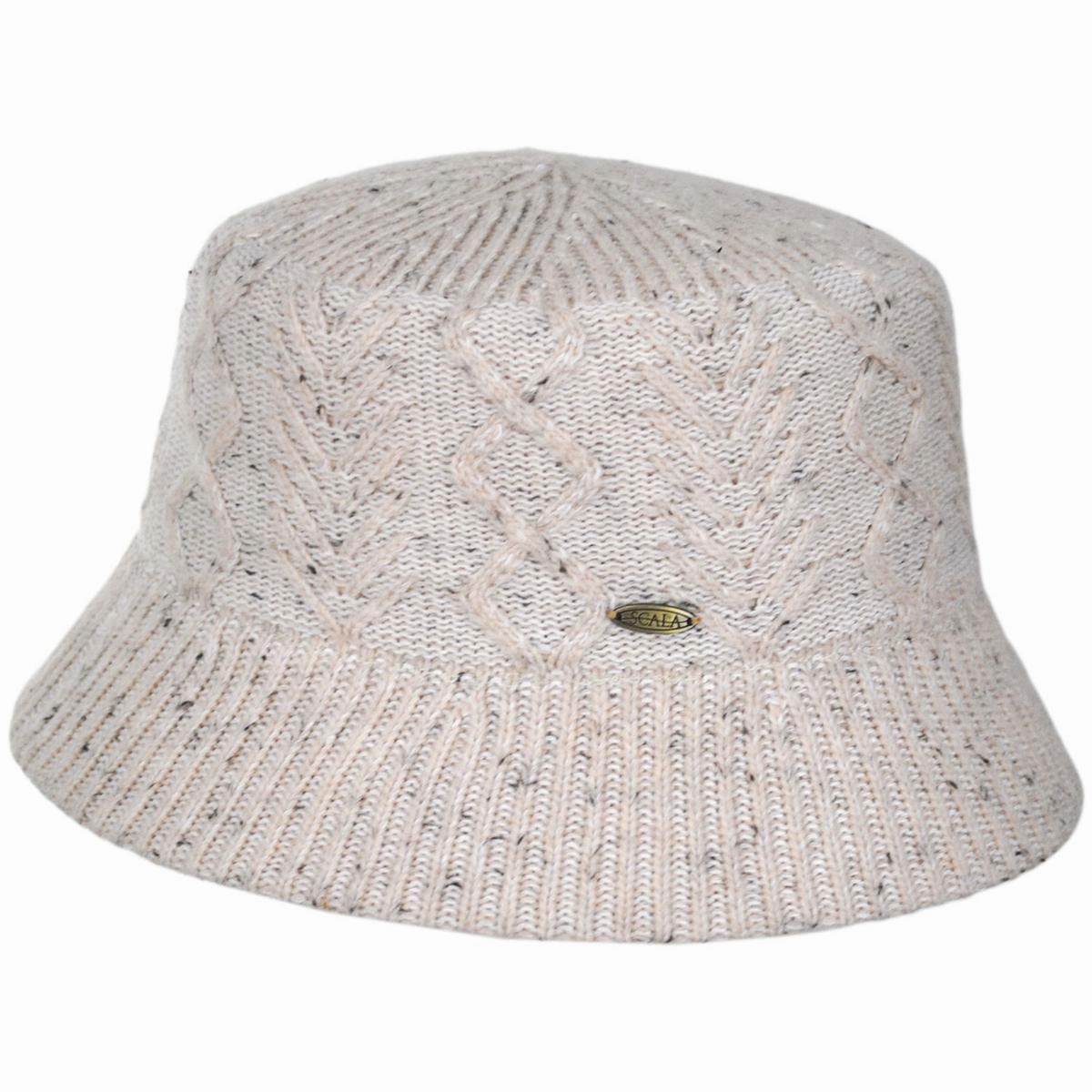 Aran Cable Knit Wool Blend Bucket Hat