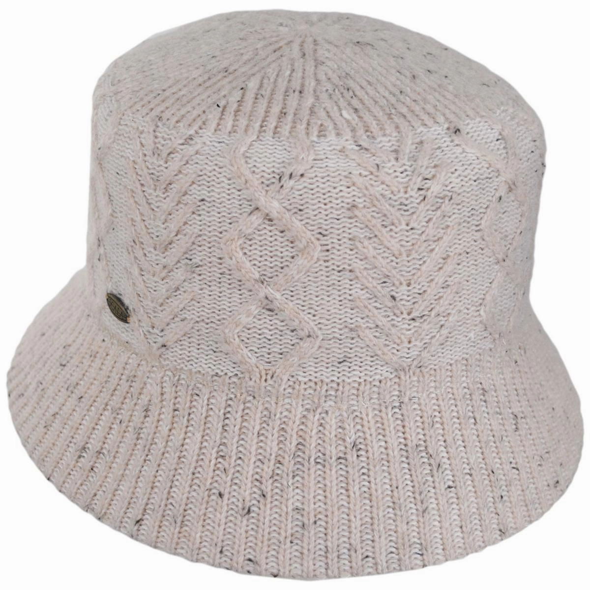 Aran Cable Knit Wool Blend Bucket Hat