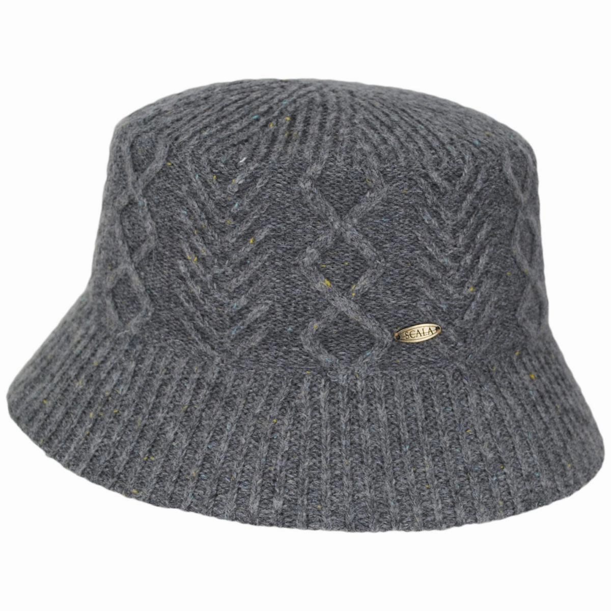 Aran Cable Knit Wool Blend Bucket Hat
