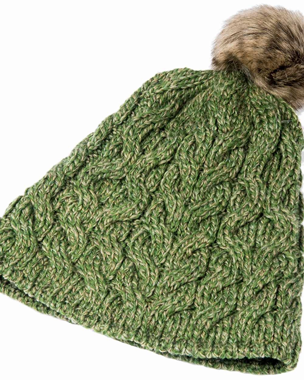 Aran Knitted Faux Fur Bobble Hat