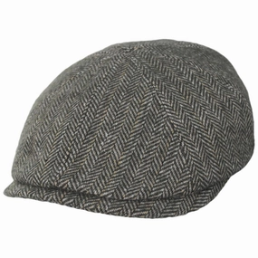 Arley Wool Blend Herringbone 8 Panel Cap - Kelp