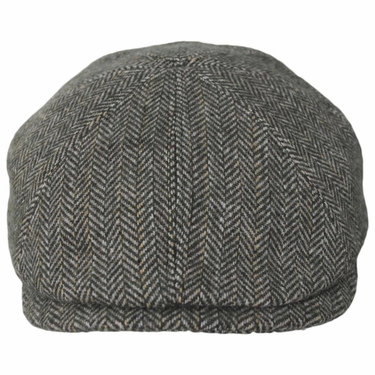 Arley Wool Blend Herringbone 8 Panel Cap - Kelp