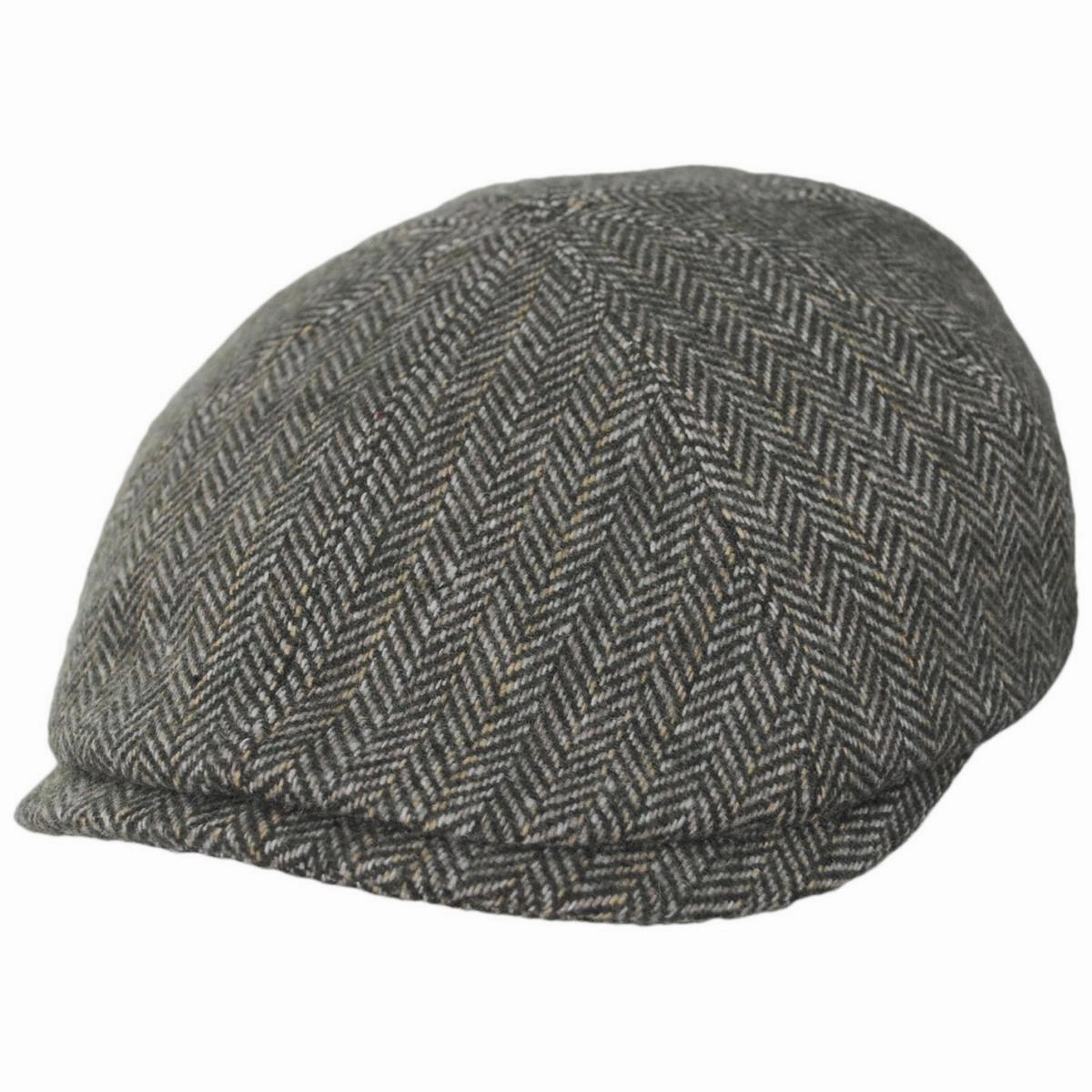 Arley Wool Blend Herringbone 8 Panel Cap - Kelp