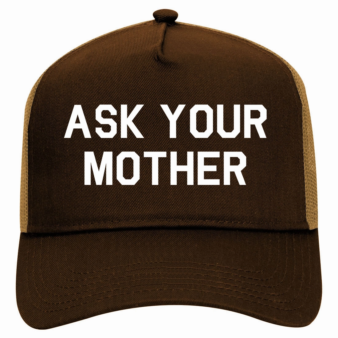 Ask Your Mother Funny Dad Joke Retro Adult 5 Panel Mesh Trucker Hat
