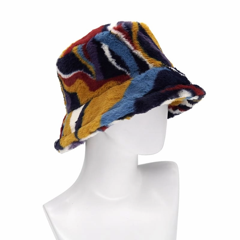 Autumn Abstract Fur Bucket Hat