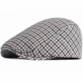 B&T Plaid Houndstooth Flat Cap
