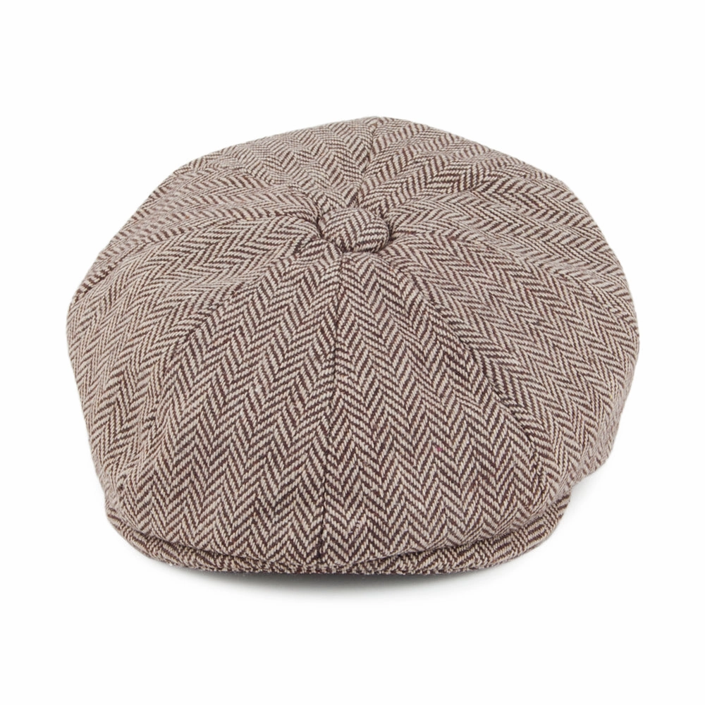 Baby Herringbone Newsboy Cap - Brown