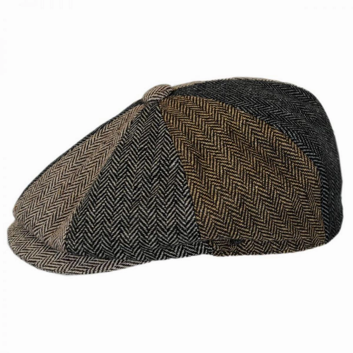 Baby Herringbone Patchwork Wool Blend Newsboy Cap