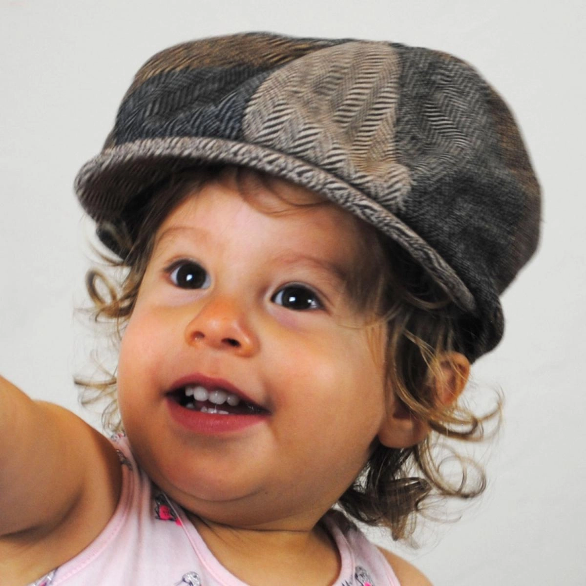 Baby Herringbone Patchwork Wool Blend Newsboy Cap