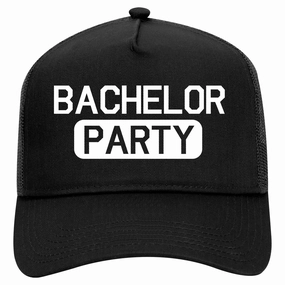 Bachelor Party Grooms Crew Retro Adult 5 Panel Mesh Trucker Hat