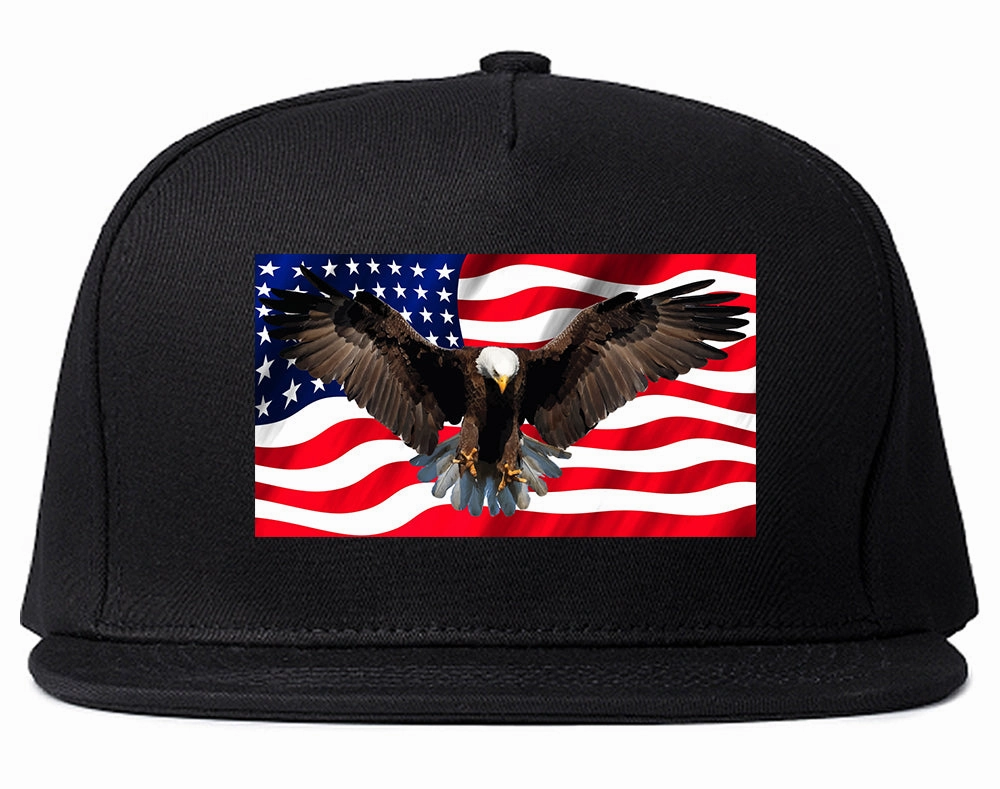 Bald Eagle American Flag Mens Snapback Hat