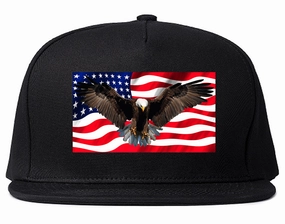 Bald Eagle American Flag Mens Snapback Hat