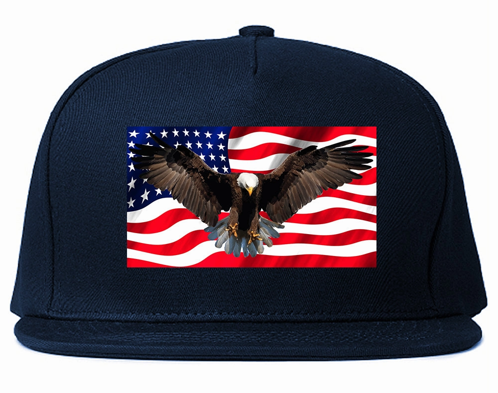 Bald Eagle American Flag Mens Snapback Hat