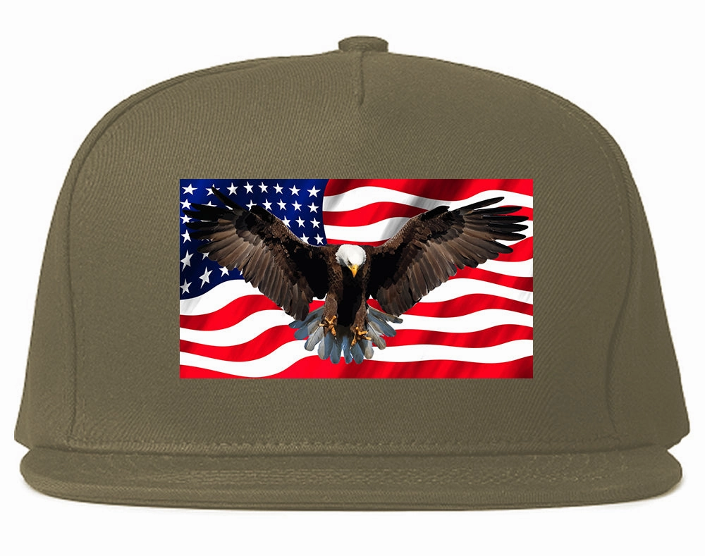 Bald Eagle American Flag Mens Snapback Hat
