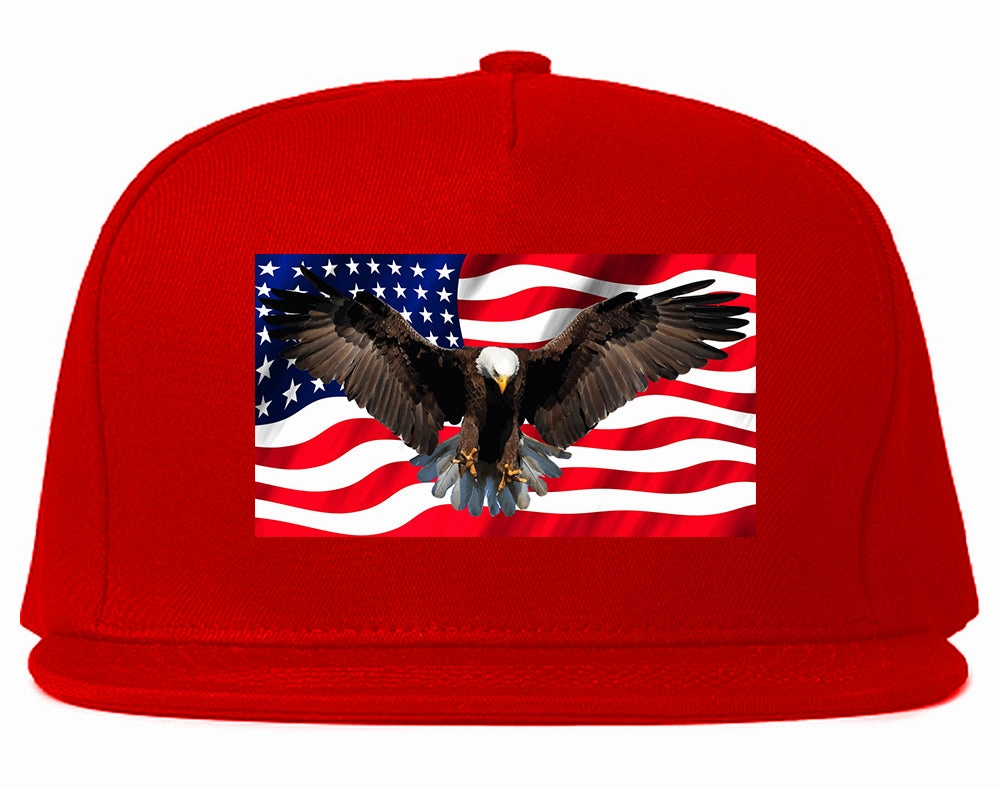 Bald Eagle American Flag Mens Snapback Hat