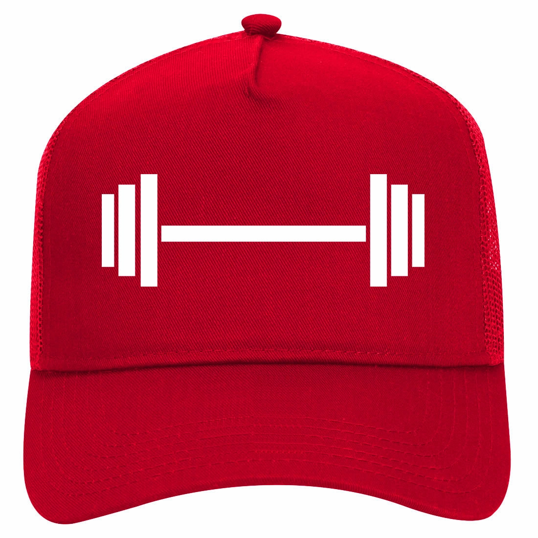 Barbell Workout Gym Retro Adult 5 Panel Mesh Trucker Hat