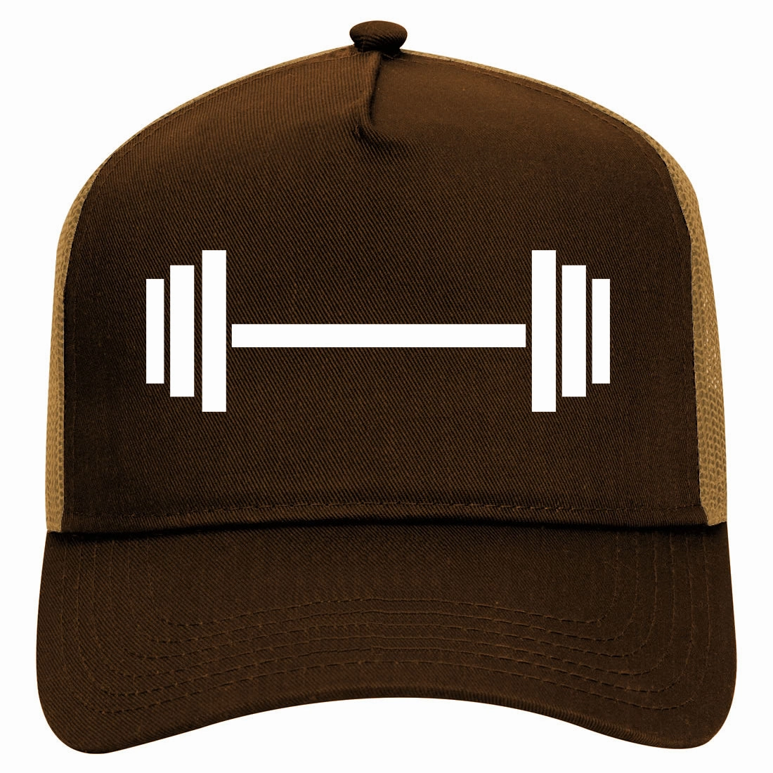 Barbell Workout Gym Retro Adult 5 Panel Mesh Trucker Hat