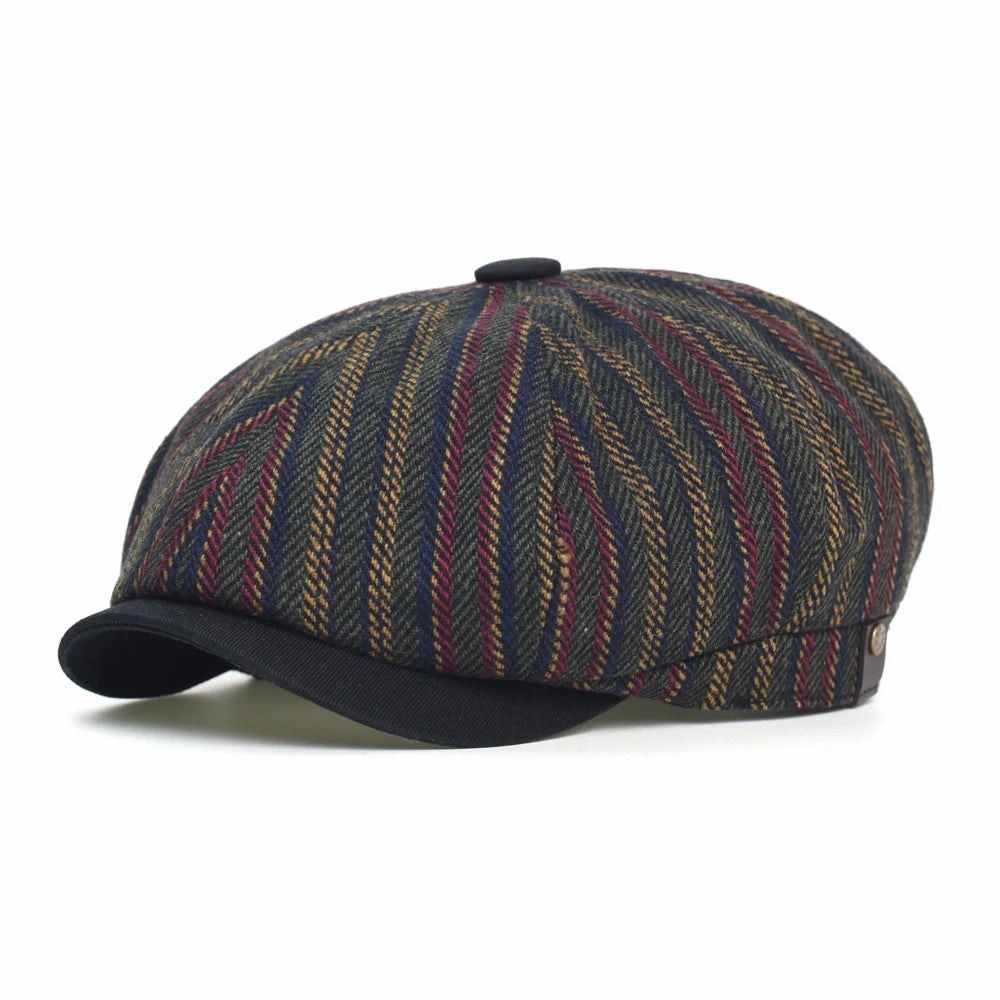 Belfast Striped Newsboy Cap