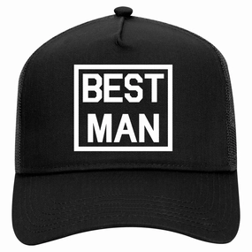 Best Man Bachelor Party Retro Adult 5 Panel Mesh Trucker Hat