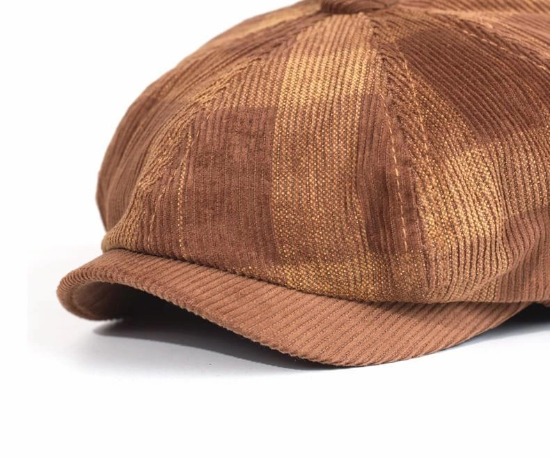 Beynac Plaid Corduroy Newsboy Cap